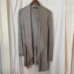 NIC+ZOE Light Gray Open Front Cardigan